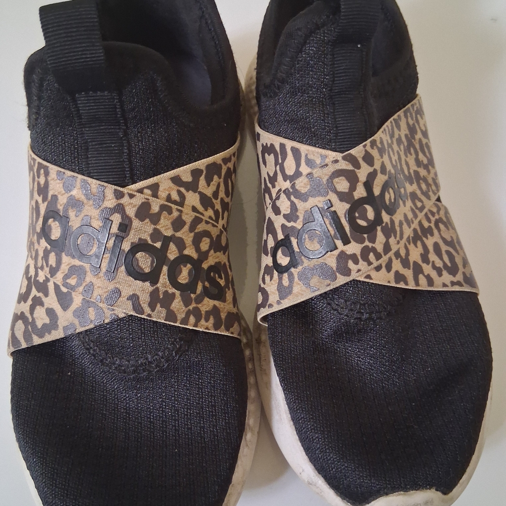 Adidas Kids Black and Leopard Print Sneakers